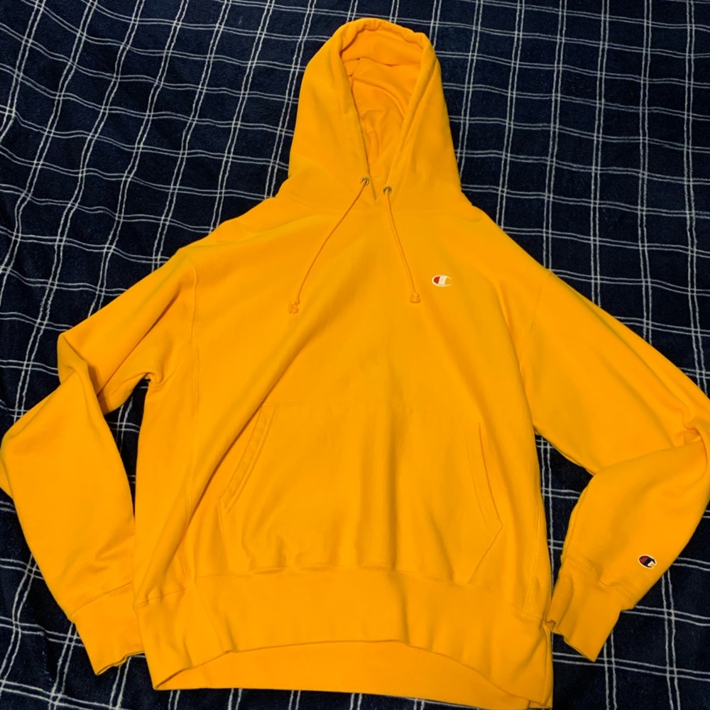 Gold Champion Reverse Weave Hoodie Sweatshirt